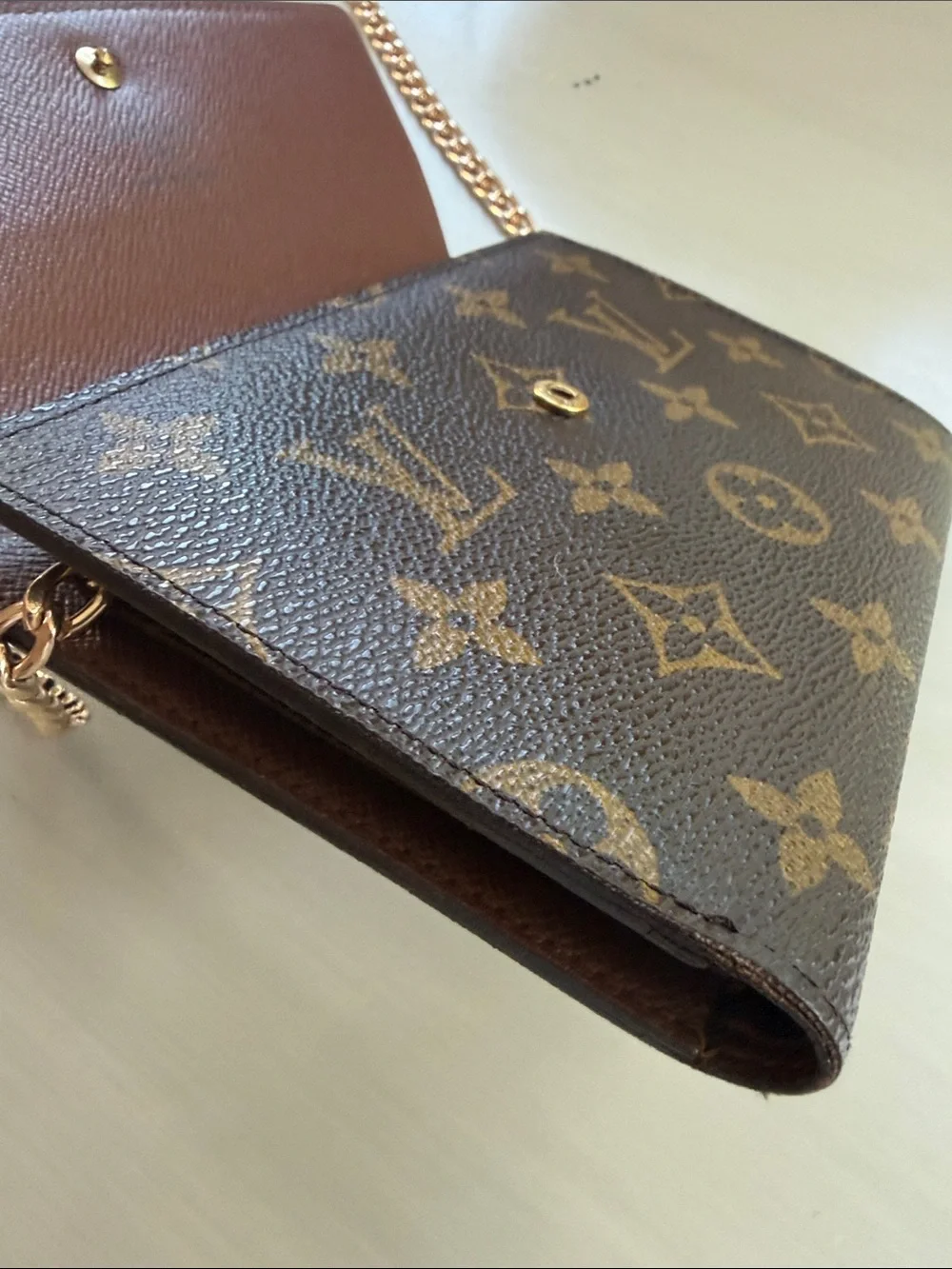 Authentic LOUIS VUITTON Brown Monogram Porte Tresor Etui Papiers Trifold Wallet